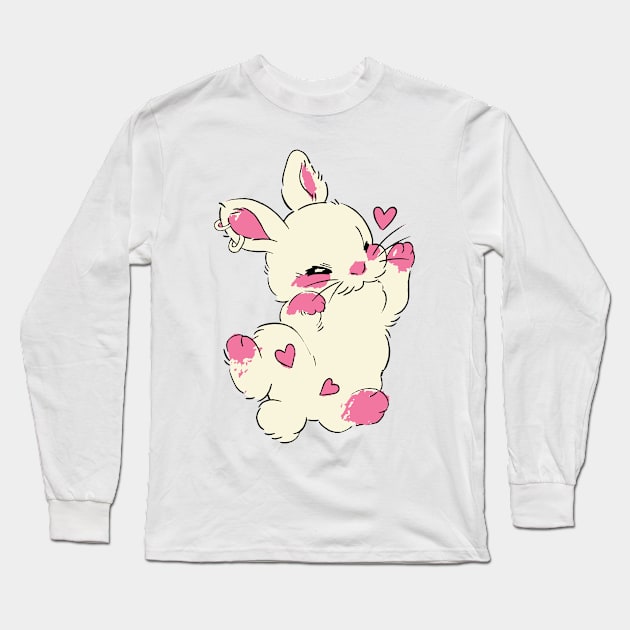 cute lazy baby funny bunny Long Sleeve T-Shirt by lazykitty